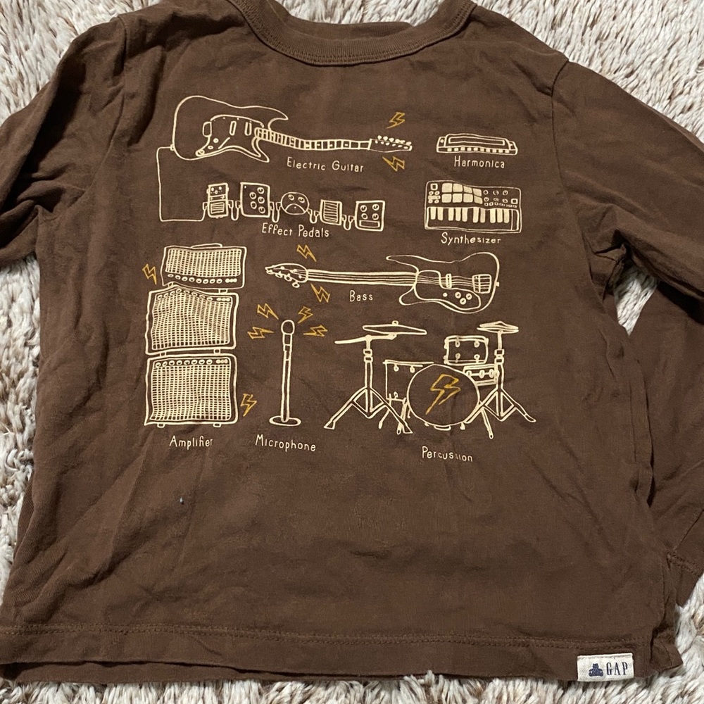 GAP Kids Brown Music Graphic Long Sleeve Tee